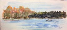 Savannah River Fisherman Watercolor 10x24 Sold!