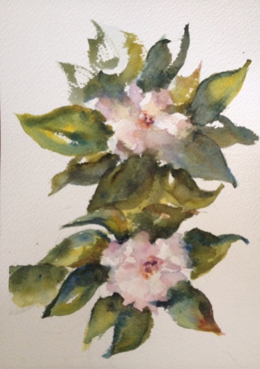 Gardenias Watercolor $125 8x10"