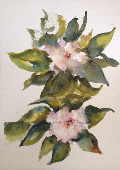 Gardenias Watercolor $125 8x10"