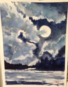 Moonlight Watercolor 12x14" $200