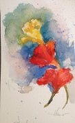 Nasturtiums Watercolor $100 5x8"
