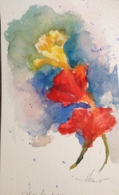Nasturtiums Watercolor $100 5x8"