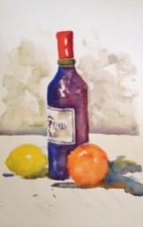 Wine and Fruit 6x8 Watercolor $125